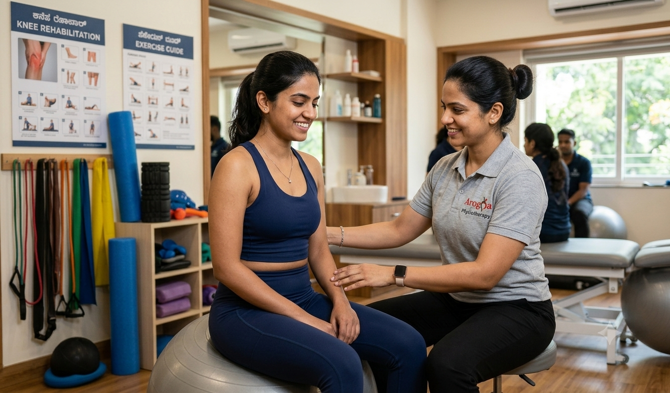 A physiotherapist guiding shoulder movement